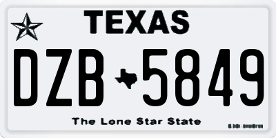 TX license plate DZB5849