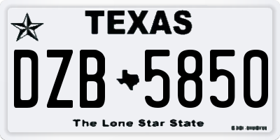 TX license plate DZB5850