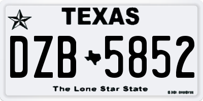TX license plate DZB5852