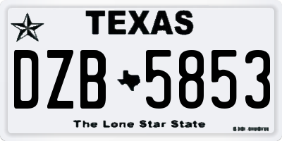 TX license plate DZB5853