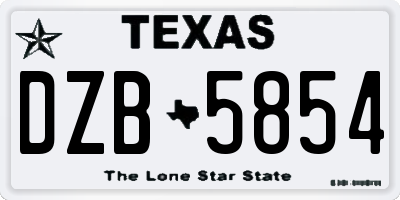 TX license plate DZB5854