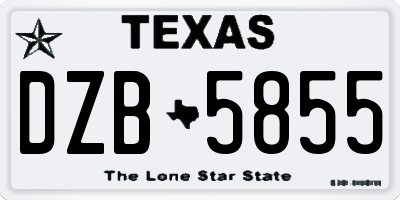 TX license plate DZB5855
