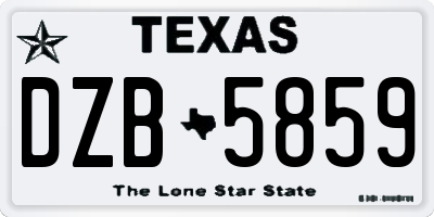 TX license plate DZB5859