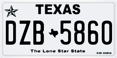 TX license plate DZB5860