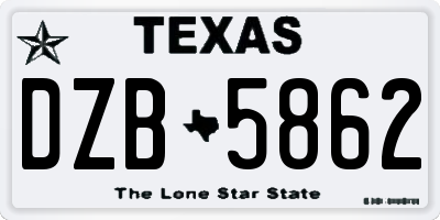 TX license plate DZB5862