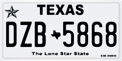 TX license plate DZB5868