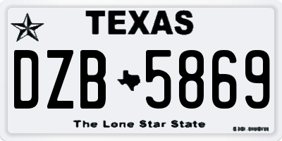 TX license plate DZB5869