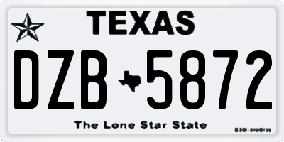 TX license plate DZB5872