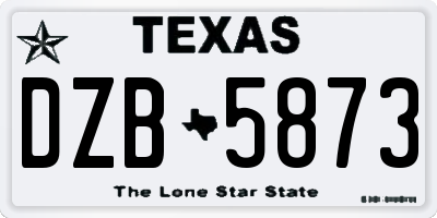 TX license plate DZB5873