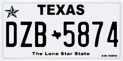 TX license plate DZB5874