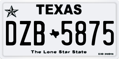 TX license plate DZB5875