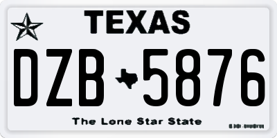 TX license plate DZB5876