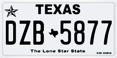 TX license plate DZB5877