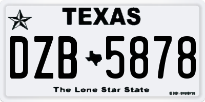TX license plate DZB5878