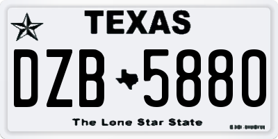 TX license plate DZB5880