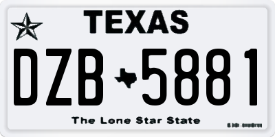 TX license plate DZB5881