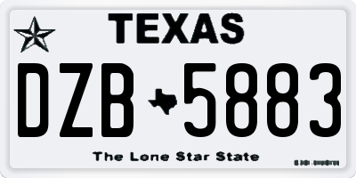 TX license plate DZB5883
