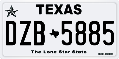 TX license plate DZB5885