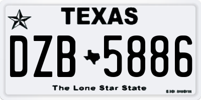 TX license plate DZB5886