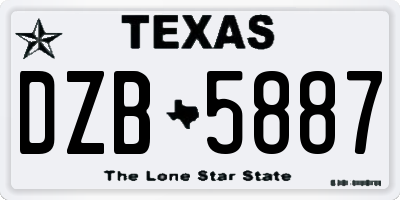 TX license plate DZB5887