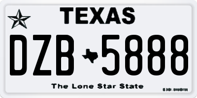 TX license plate DZB5888