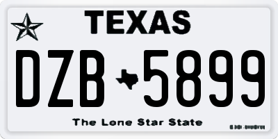 TX license plate DZB5899