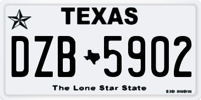 TX license plate DZB5902