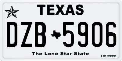TX license plate DZB5906