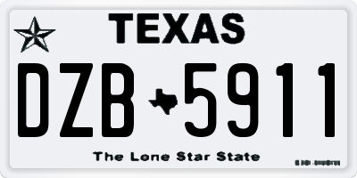 TX license plate DZB5911