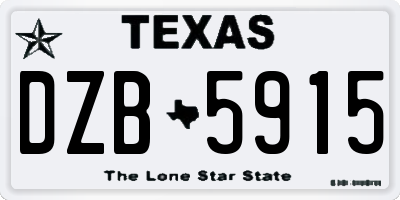 TX license plate DZB5915