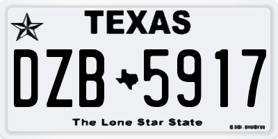 TX license plate DZB5917