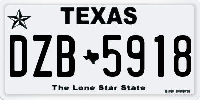 TX license plate DZB5918