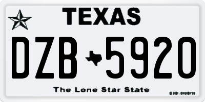TX license plate DZB5920