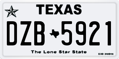 TX license plate DZB5921