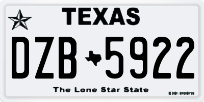 TX license plate DZB5922