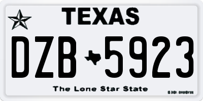 TX license plate DZB5923
