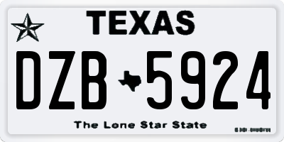 TX license plate DZB5924