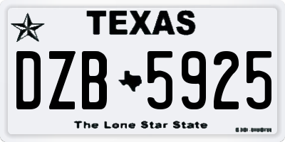 TX license plate DZB5925