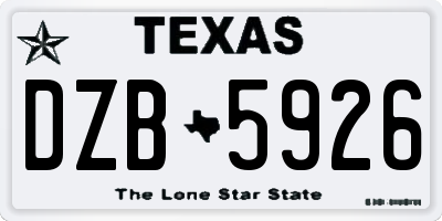 TX license plate DZB5926