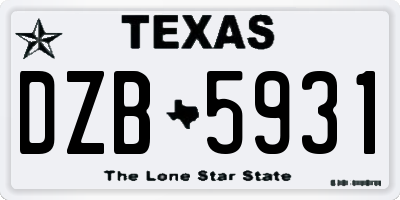 TX license plate DZB5931