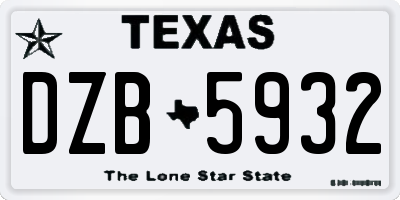 TX license plate DZB5932