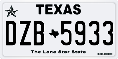 TX license plate DZB5933