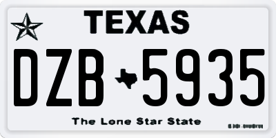 TX license plate DZB5935