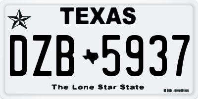 TX license plate DZB5937