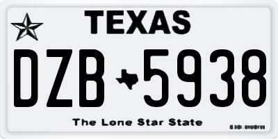 TX license plate DZB5938