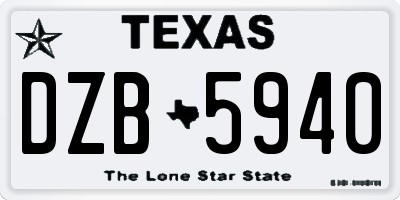 TX license plate DZB5940