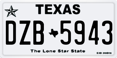 TX license plate DZB5943