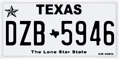 TX license plate DZB5946