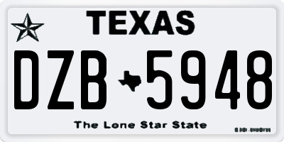 TX license plate DZB5948