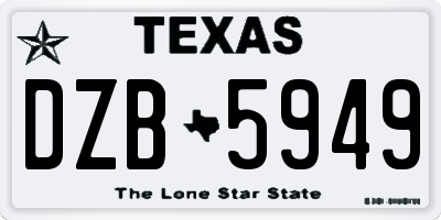 TX license plate DZB5949